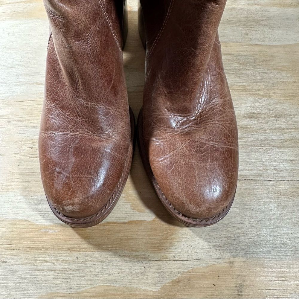 Vince Camuto Brown Leather Ankle Boots Women’s Size 7.5 - Picture 4 of 9
